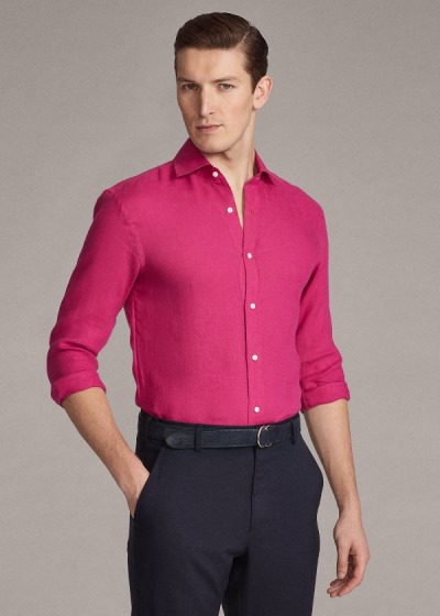 Camisa Ralph Lauren Hombre Rosas Oscuro - Linen - MDNBL5134